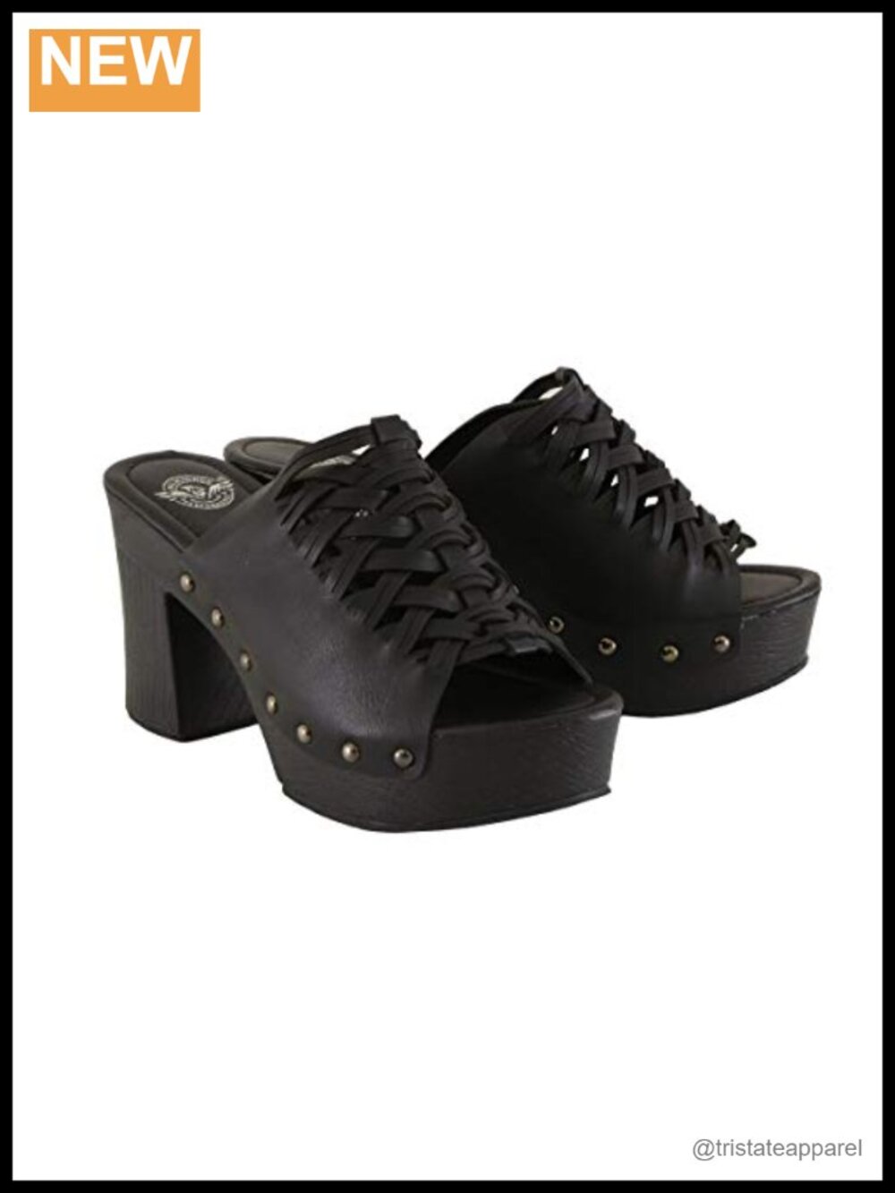 Faux Leather Platform Wedge Heels Studs Open Toe Women's Shoes